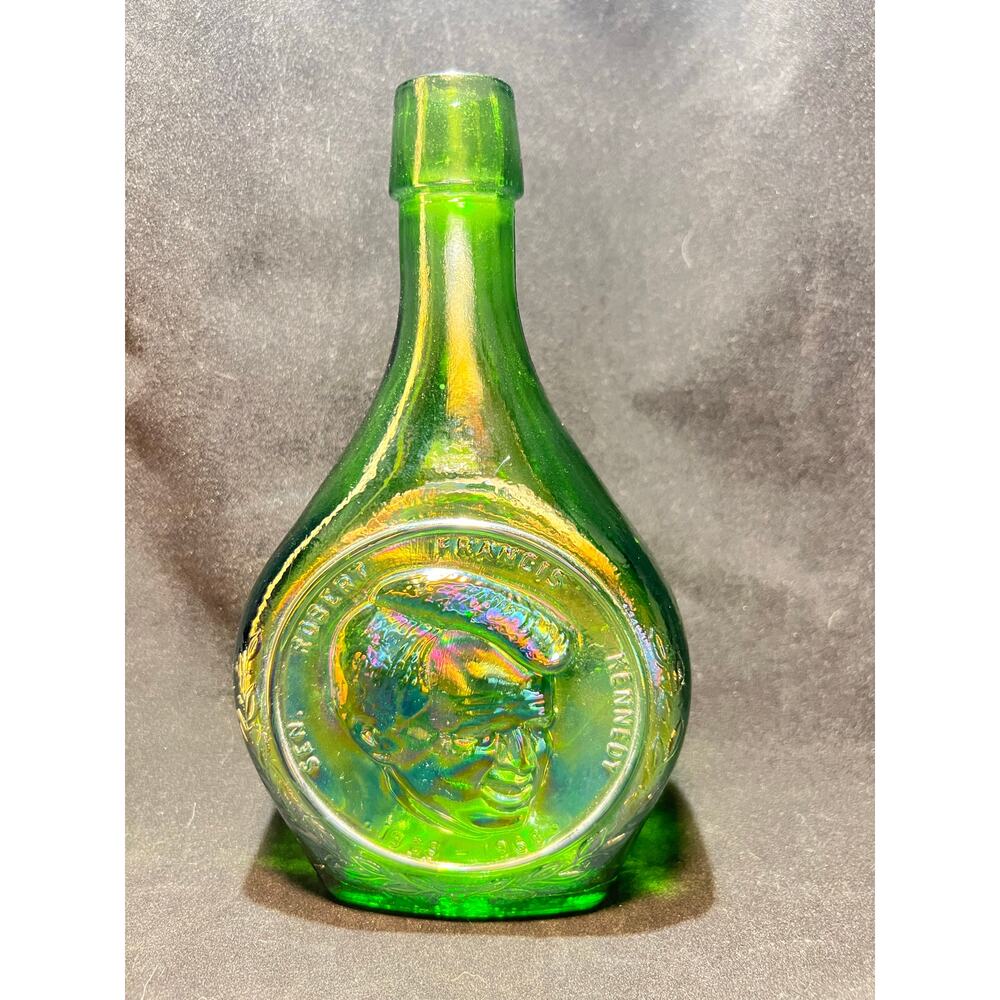 Vintage Robert F Kennedy Wheaton Glass Green Decanter The Great American Series